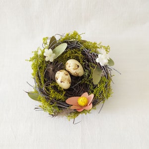 Adorable Bird Nests with Beige Eggs, Easter decoration, Country House Decoration image 1