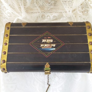 Vintage Musical Jewelry Box, Rare 1950s Japanese Wooden Box , Handmade Chest Box, Collectible Box
