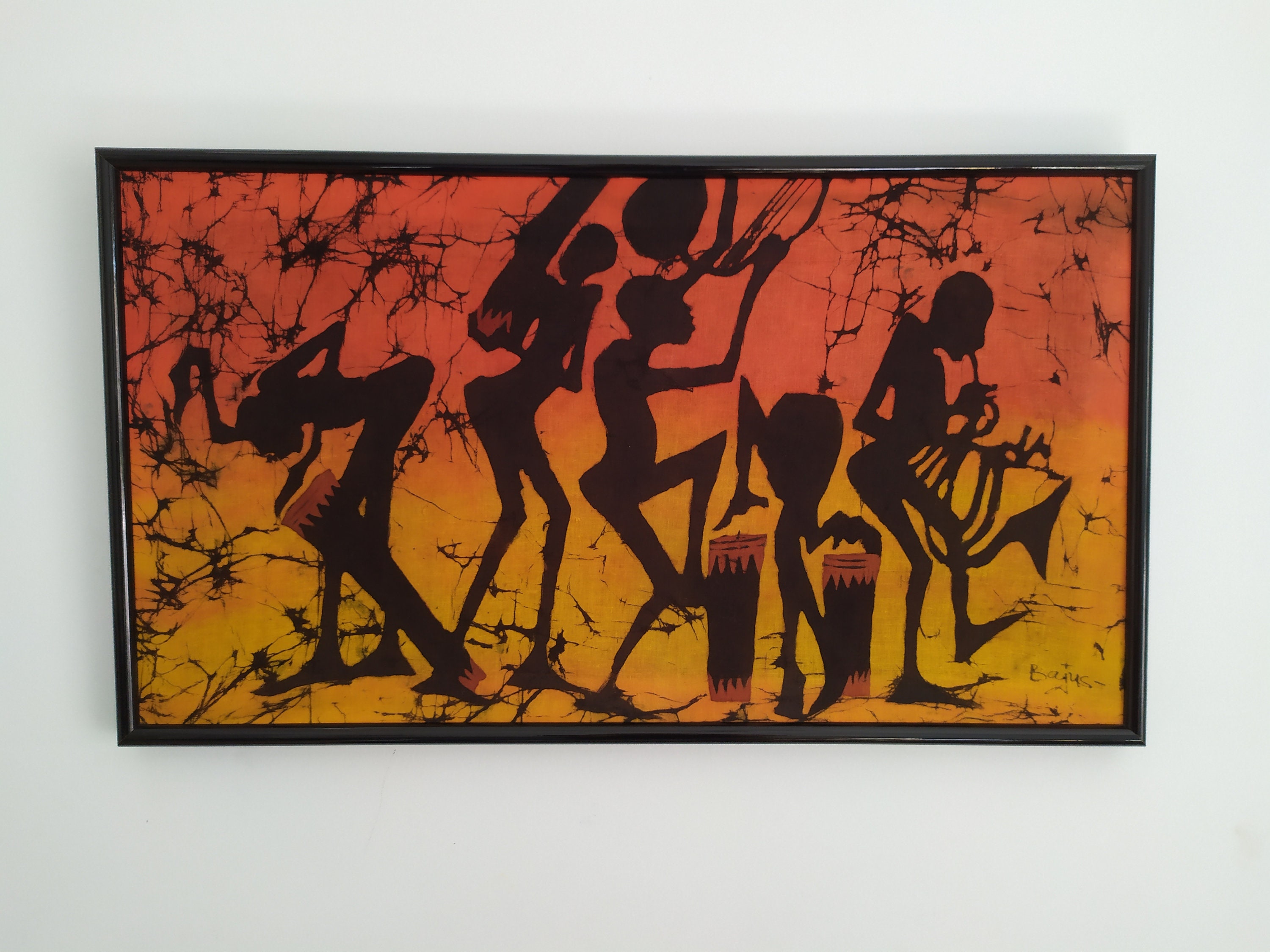 アフリカ ケニア 手描き バィック 絵画 No.2 飾り布 ろうけつ染め