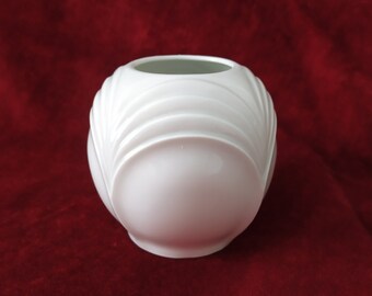 Vintage White Porcelain Ball Vase, Royal Porzellan Bavaria KPM Vase, Handmade