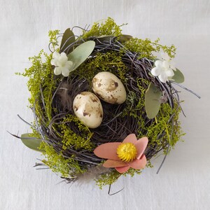 Adorable Bird Nests with Beige Eggs, Easter decoration, Country House Decoration image 4