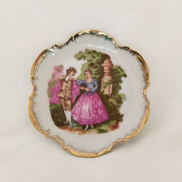 Vintage Porcelain Decorative Plate, Wall Plate, Limoges France Courting Couple Display Plate, Rococo Plate