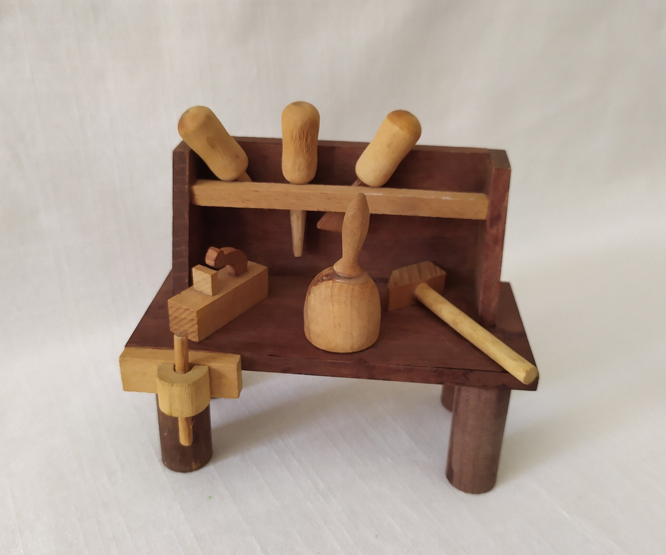 Miniature Work Bench, Dollhouse Work Bench, Wooden Toys, Vintage 1960s, Doll House Accessories, Doll House Furniture