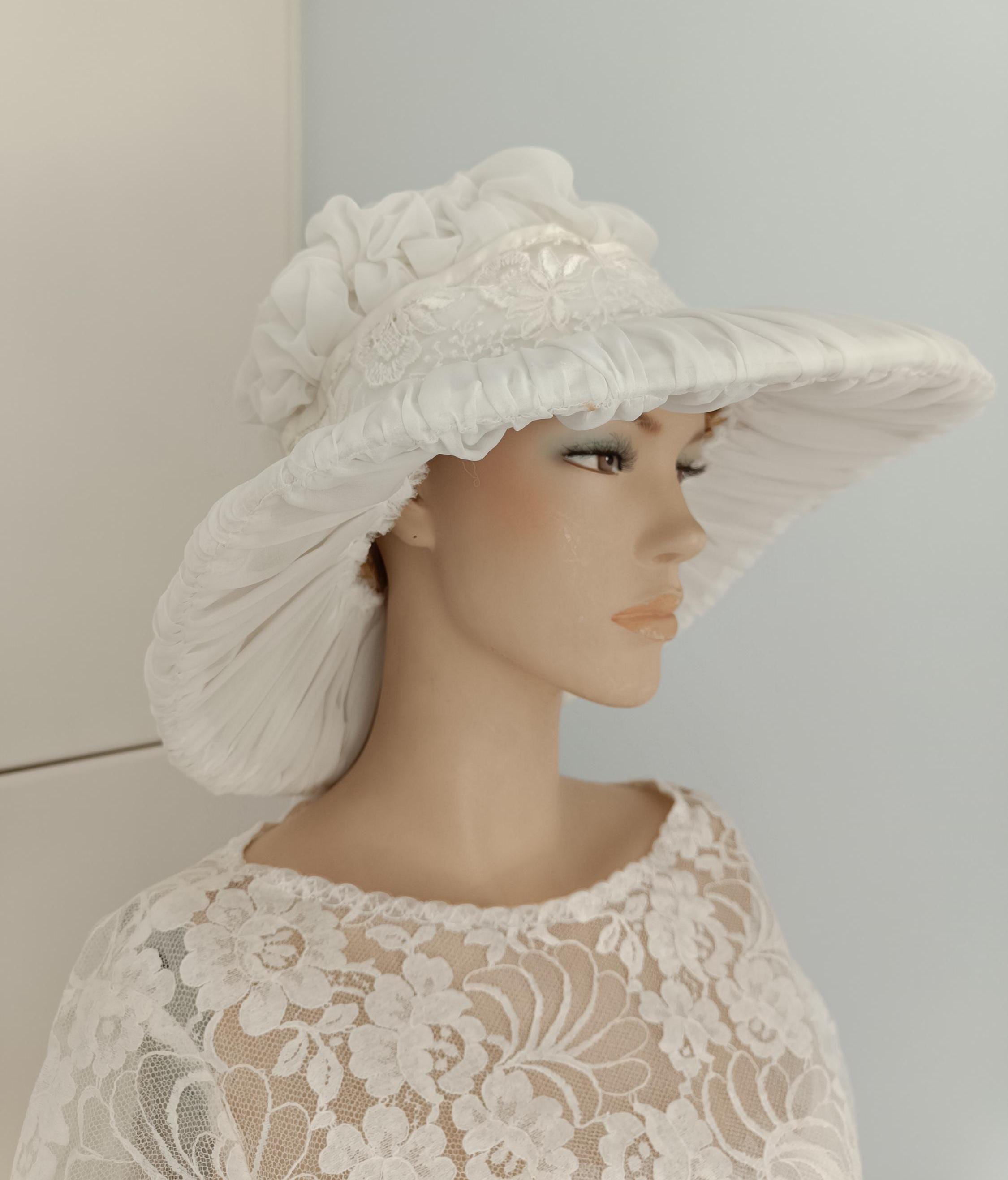 Vintage Handmade Bridal Hat, 1970s White Wedding Hat, Bridal  display picture 2