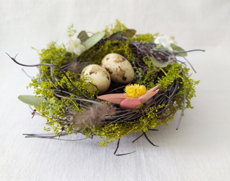 Adorable Bird Nests with Beige Eggs, Easter decoration, Country House Decoration image 6
