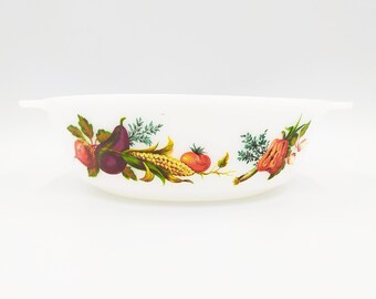 Jaj Pyrex, Vintage Made in England Pyrex 509 England Market Garden/Tuscany Casseroles Vintage Kitchenware, Vegetables Pattern Kitchenware