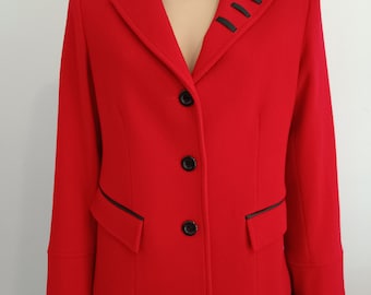 Blazer pour femme en laine rouge, vêtement d'extérieur élégant vintage