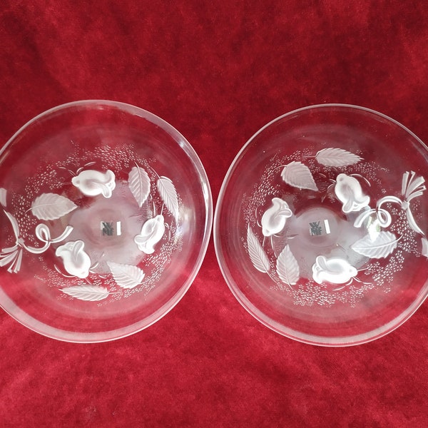 Set of 2 Vintage Glass Bowls, WMF La Galleria Crystal Bowls, Collection Fleur Kristallglas Made in Germany.