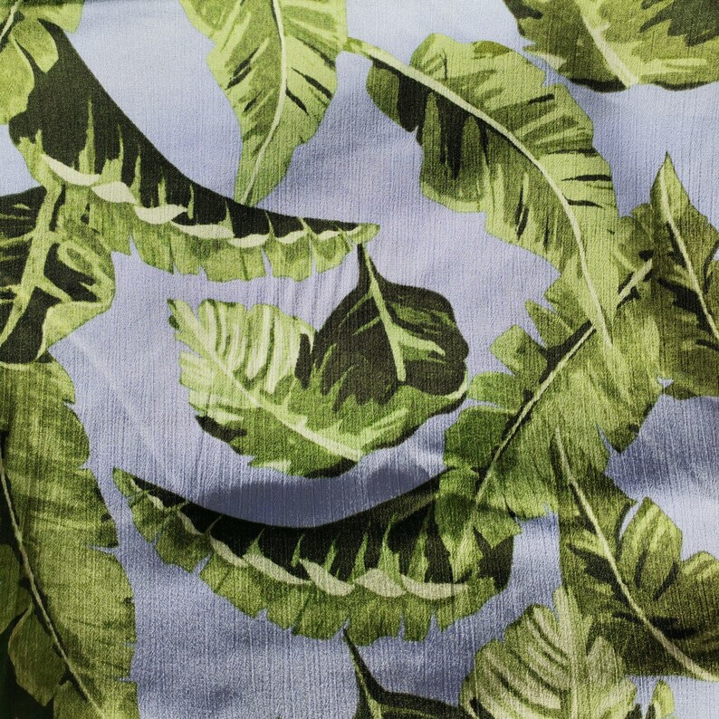1 Meter 100 Viscose Fashion Fabric Dolce Style Banana Leaf Print Blue