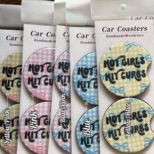 Trendy checkered car coasters, cherry car accessories, car coasters, trendy car coasters, cherry car coasters, coquette car coasters