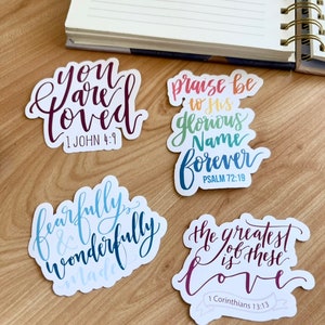 Christian Vinyl Stickers | You Are Loved | Inspirational Bible Verse | Removable & Water Resistant | Laptop, Water Bottle and Journal Decor