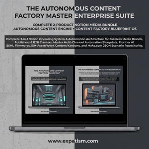 Autonomous Content Notion Template Bundle: AI Media Engine, Make.com JSON Blueprints, Faceless Channel OS, YouTube Kanban & Prompts