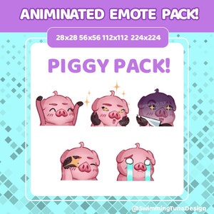 ¡Paquete animado de Emote de Piggy! BONUS 224x224 TAMAÑO / meme Twitch emotes / Twitch Emote / Youtube Emote / Discord Emote / Streamer Emote