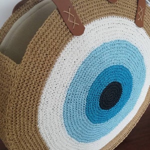 Gestrickte Handtasche, gestrickte handgemachte Tasche, Böser Blick Tasche, handgemachte Böser Blick Schultertasche, Böser Blick, Taschen für Frauen