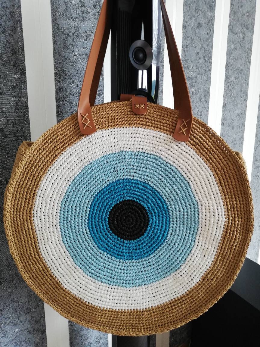 Knitted Handbag, Knitted Handmade Bag, Evil Eye Bag, Handmade Evil Eye ...