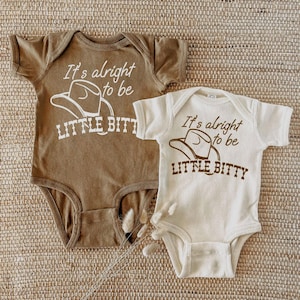 It's alright to be little bitty, western baby clothes, boho country one-piece, southern baby, cute country style baby clothes, baby shower