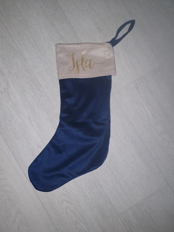 Personalised Velvet Navy Blue Christmas Stocking Personalized Etsy