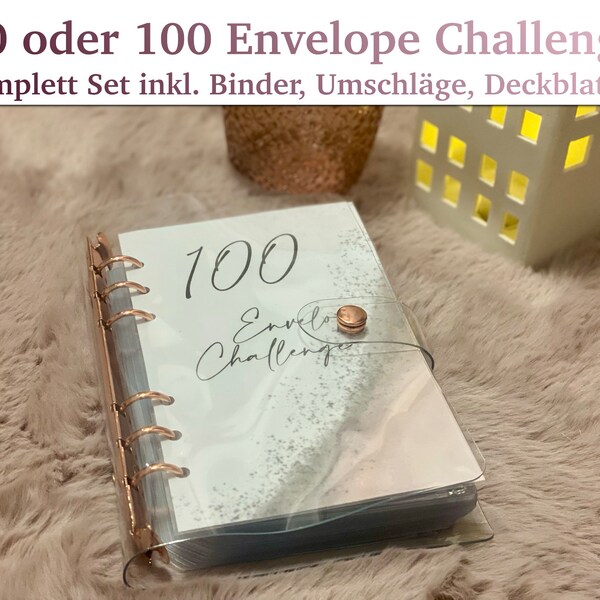 Big Challenge Binder | A6 - 50 & 100 Envelope Challenge Binder | Umschlagmethode | in vers. Designs | Wiederverwendbar