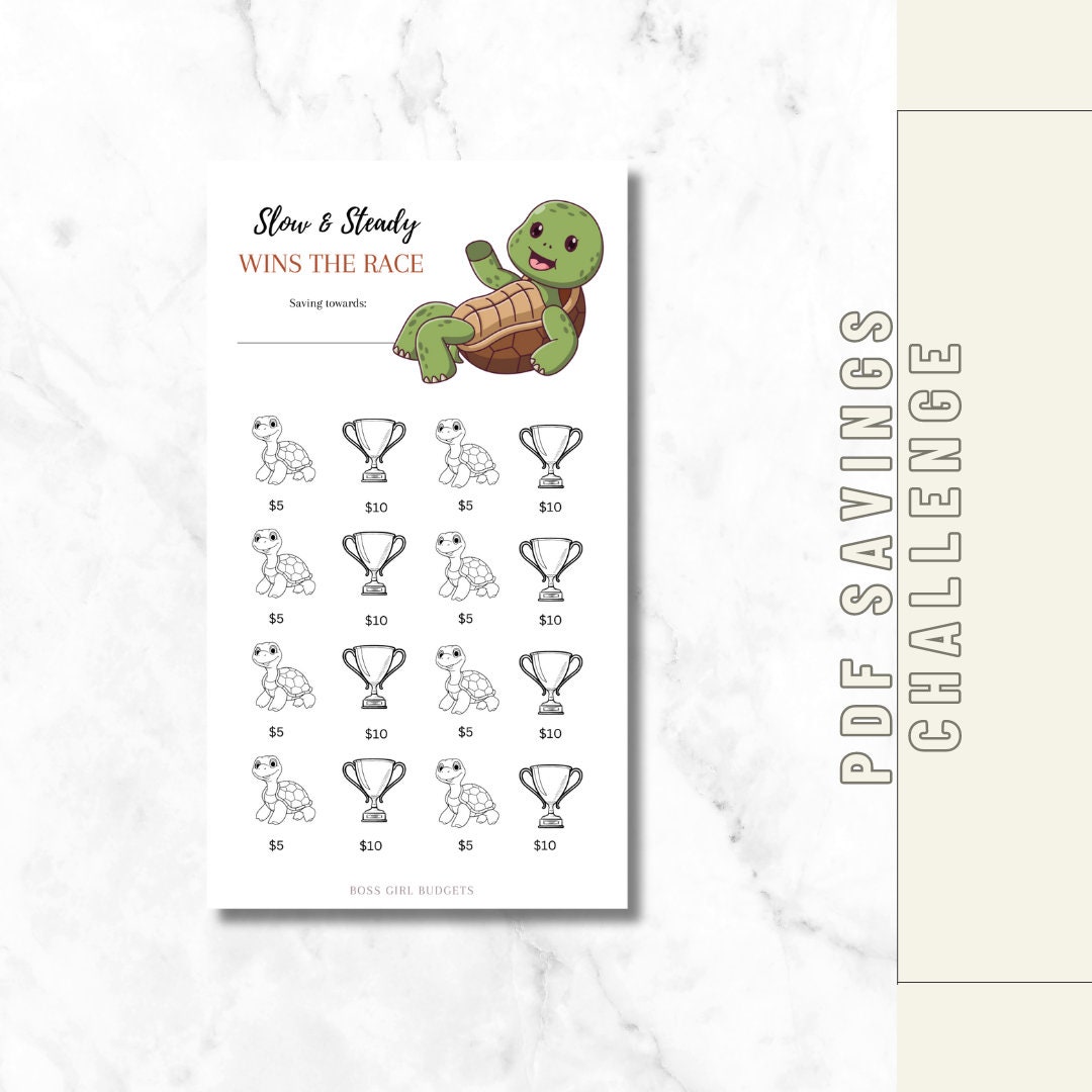 Slow and Steady Savings Challenge Printable A6 and A4 PDF Download ...