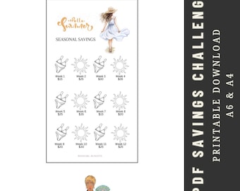Summer Seasonal Savings Challenge | Printable A6 and A4 | PDF download | Budget