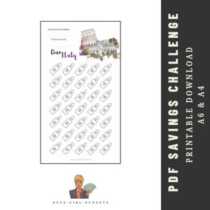 Italy Travel Savings Challenge | Printable A6 and A4 | PDF download