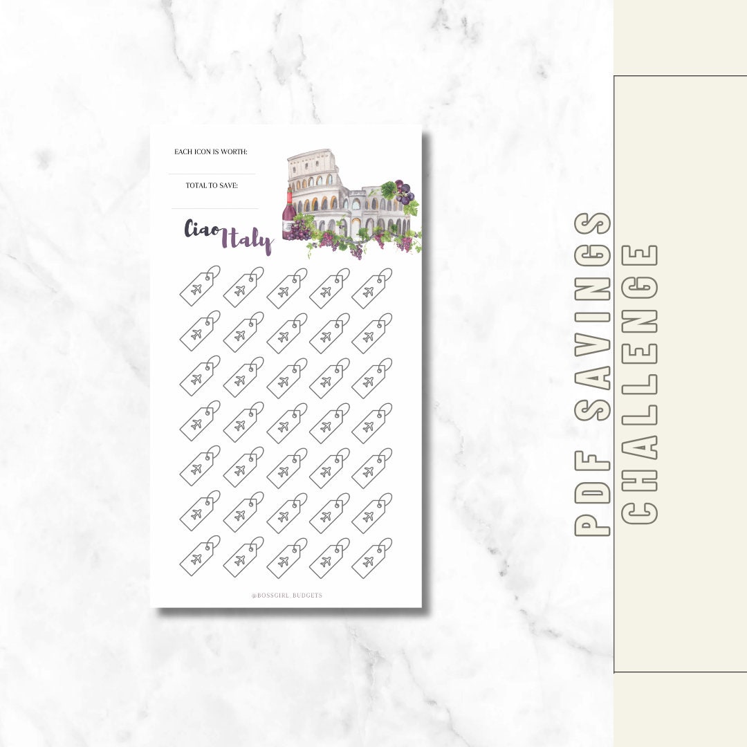 Italy Travel Savings Challenge | Printable A6 and A4 | PDF Download - Etsy