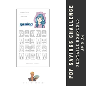 Gaming Savings Challenge | Printable A6 and A4 | PDF download | Budget