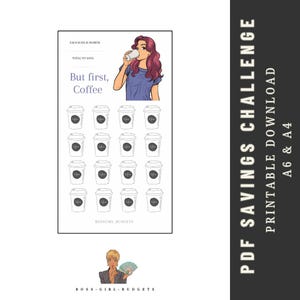 But First, Coffee Savings Challenge | Printable A6 and A4 | PDF download | Budget