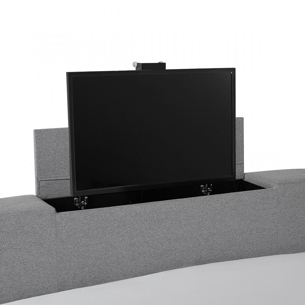 Double Grey Fabric TV Bed Double TV Bed Frame Fabric TV Bedstead Etsy UK