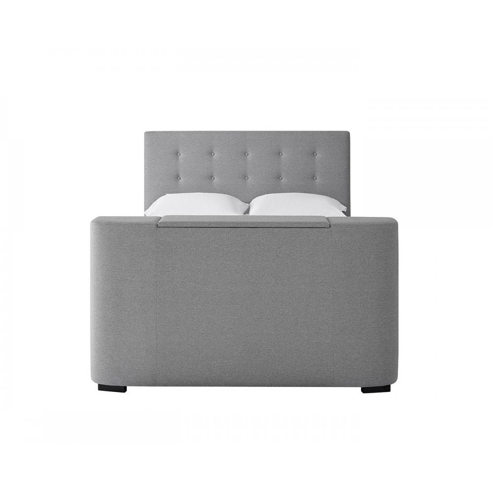 Double Grey Fabric TV Bed Double TV Bed Frame Fabric TV Bedstead Etsy UK
