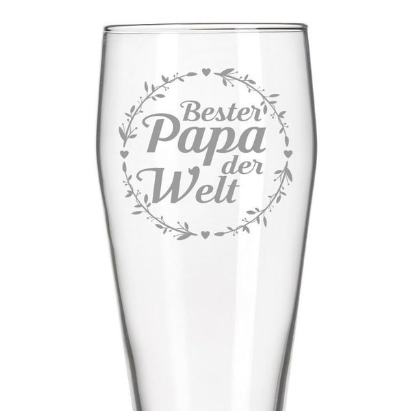 Weizenglas mit Gravur/ Weizenglas bester Papa der Welt/ Vatertagsgeschenk Bierglas/ Weihnachtsgeschenk für Papa