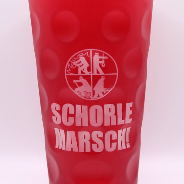 Feuerwehr Dubbeglas - Graviert mit SCHORLE MARSCH Logo