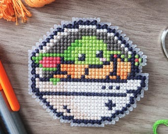 Cross-stitch pattern (PDF download) - Grogu | The Child, Baby Alien, TV show, Science-Fiction