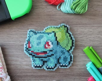 Cross-stitch pattern (PDF download) - Bulbasaur | Sprite, Starter, Cute, Geek, Video Game