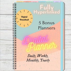 Portrait Digital Planner, Digital Dashboard Planner, Hyperlinked Pages. Goodnotes Planner, Ipad Planner.