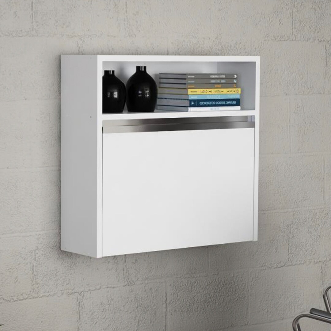 White Folding Desk Wood Wall Mounted Space Saving Foldable Etsy UK