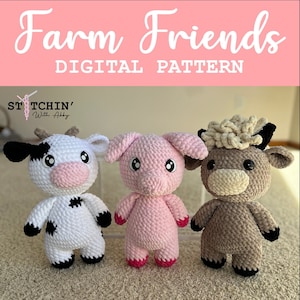BUNDLE - Farm Friends Pattern| Crochet Patterns| Cow Pattern| Pig Pattern| Pattern| Animal Crochet| Highland Cow Pattern