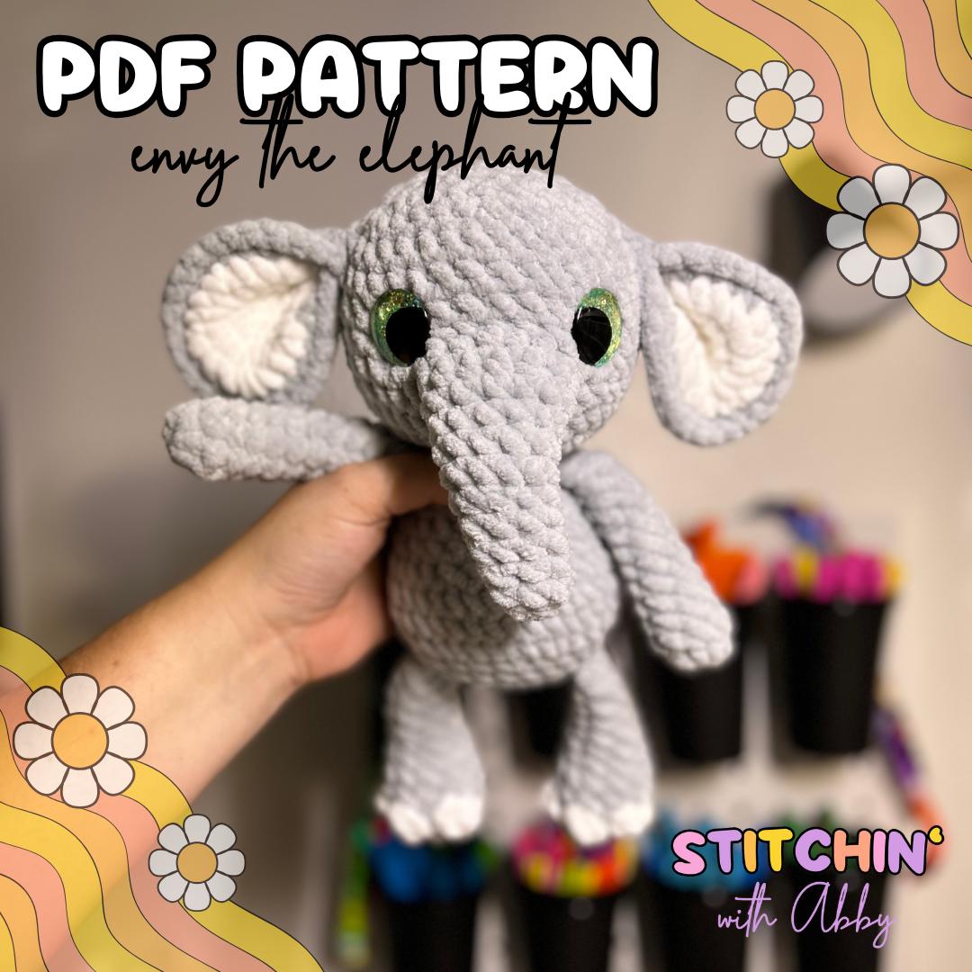 Envy the Elephant/Elephant Crochet Pattern/Low Sew Crochet Pattern