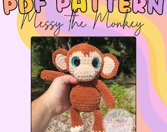 Messy the Monkey/Monkey Crochet Pattern/Low Sew Crochet Pattern