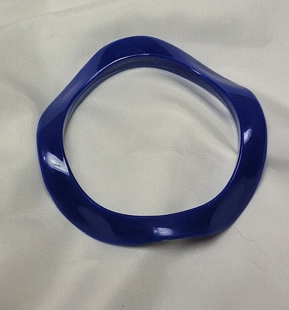 Blue, Wavy Acrylic Bangle Bracelet. Stackable - image 7