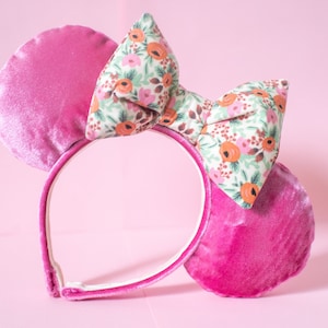Rifle Paper Co. Minnie Ears: Pink Velvet & Floral Bow Headband