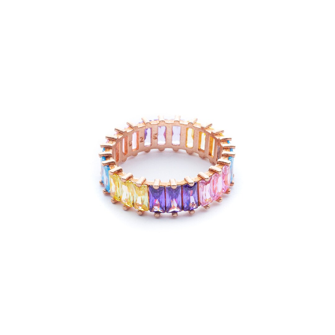 Infinity Ring Colorful Colorful Eternity Ring in Sterling Silver Everyday Rainbow Ring Multi ...