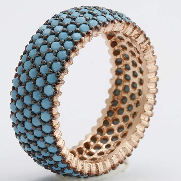 Blue Turquoise Colorful Floral Golden Ring