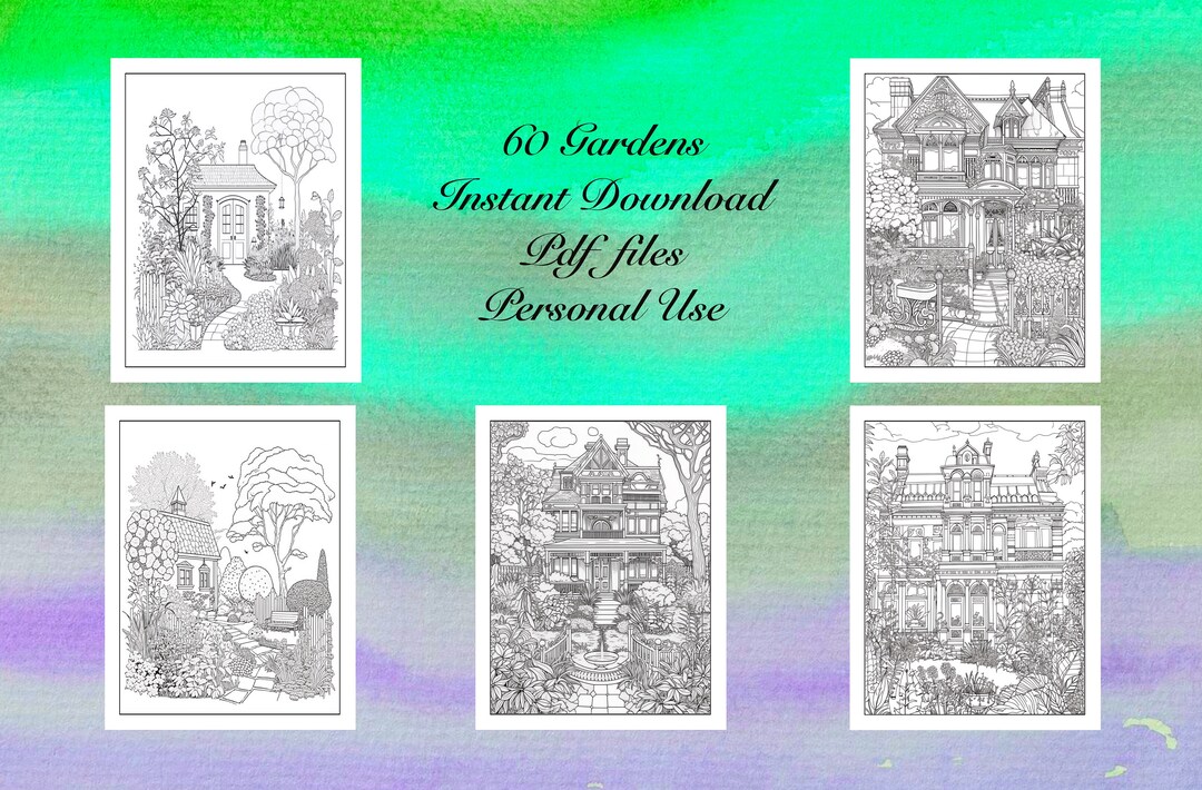 60 Printable Beautiful Garden Sketches Garden Coloring Pages - Etsy