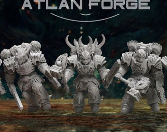 Set of 5 Dragon Knights - Atlan Forge/Sci-fi/Tabletop Miniatures