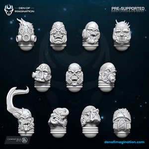 Juego de 10 cabezas de Plague Sons - Den of Imagination/Sci-Fi/Table top Miniatures