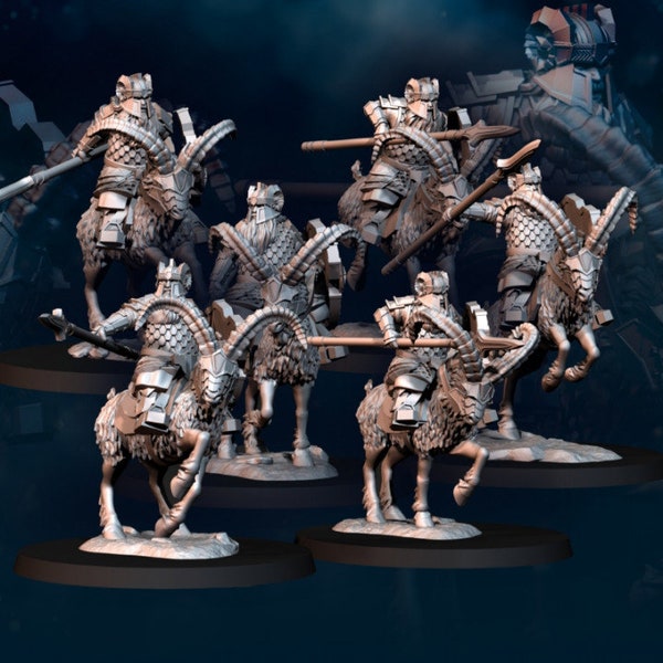 Set of Iron Dwarf Goat riders Compatible as Middle Earth Ironhills Goat Riders