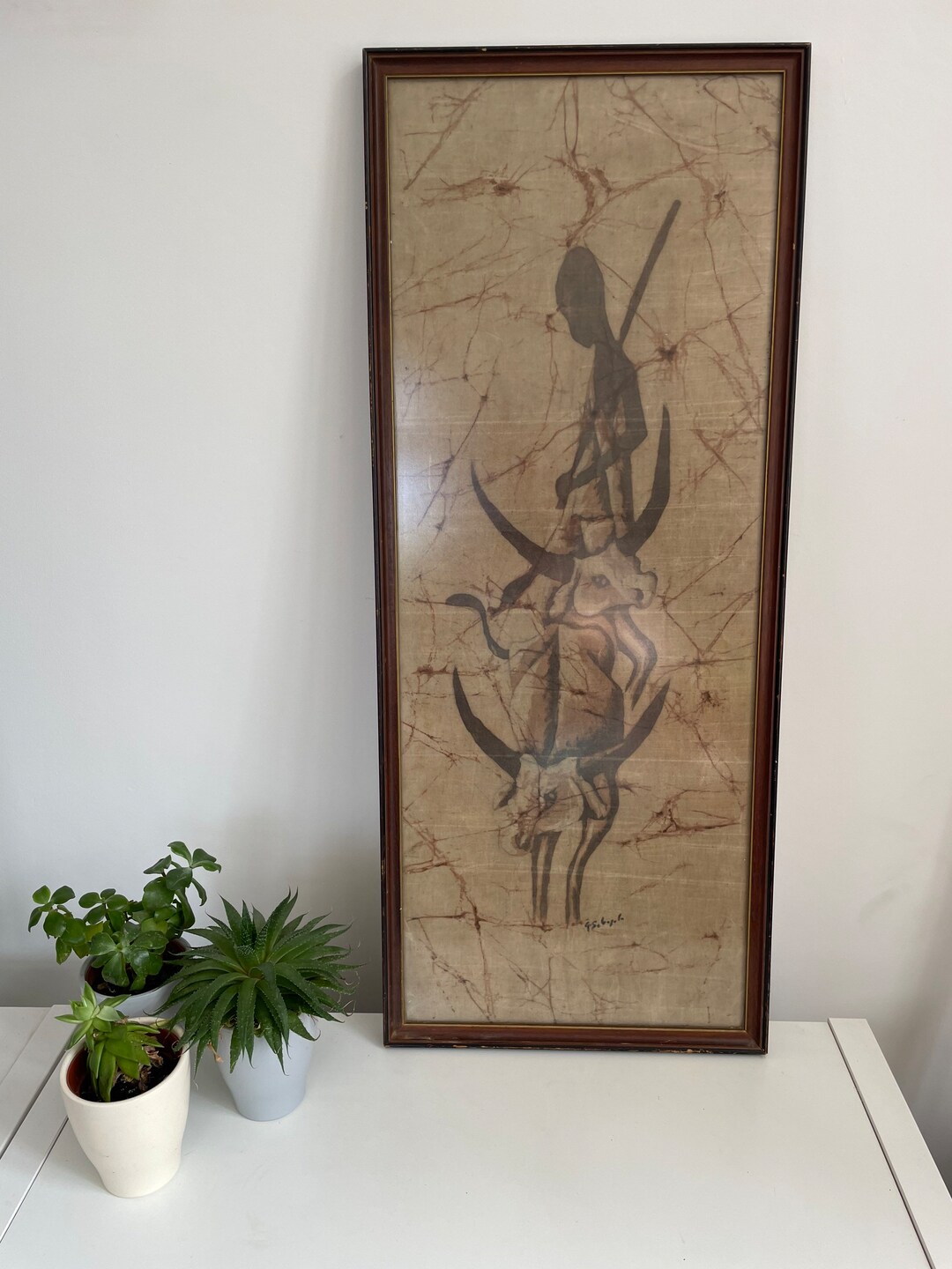 Vintage Screen Print of an African Scene. Etsy