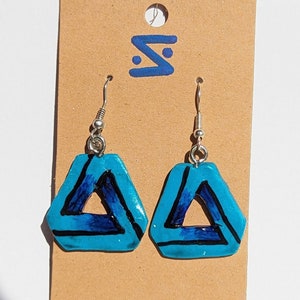 Penrose triangle illusion Psychedelic festival earrings