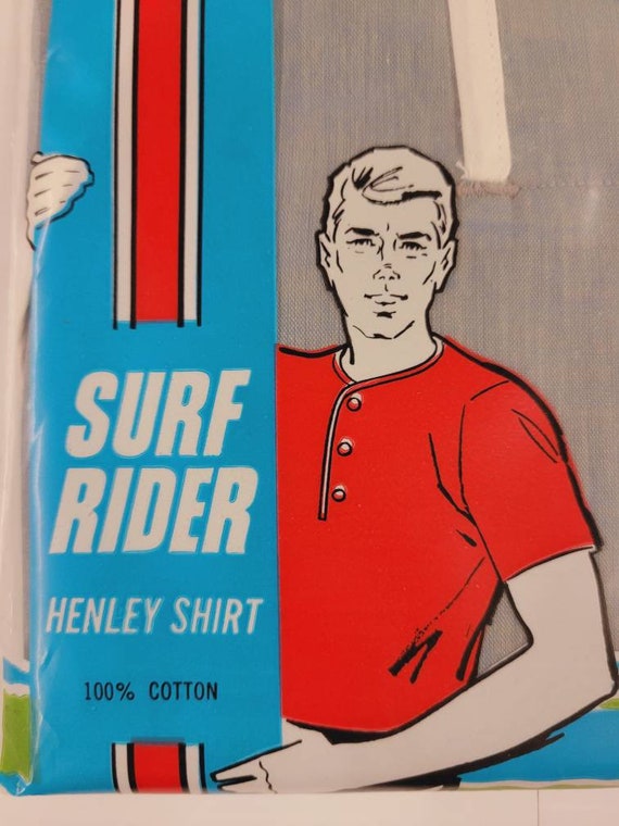Vintage 50s-60s Deadstock "Surf Rider" Henley Shi… - image 1
